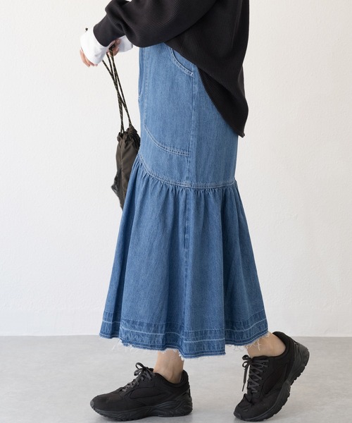 「LAVEANGE」 デニムスカート 4L ネイビー レディース_画像6