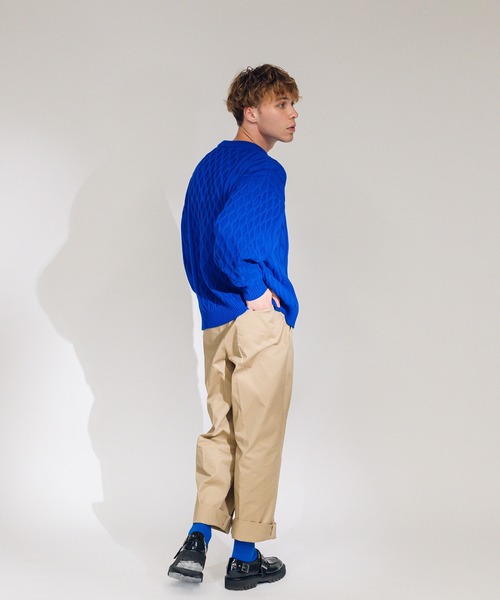 「ONCILY」 長袖ニット MEDIUM ネイビー メンズ_画像2