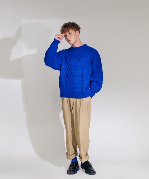 「ONCILY」 長袖ニット MEDIUM ネイビー メンズ_画像3