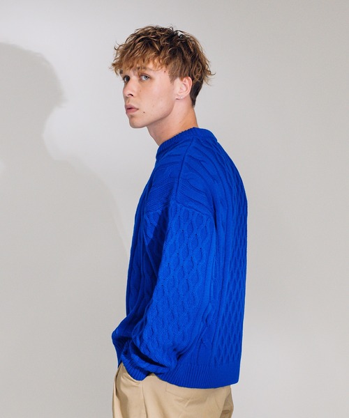 「ONCILY」 長袖ニット MEDIUM ネイビー メンズ_画像4