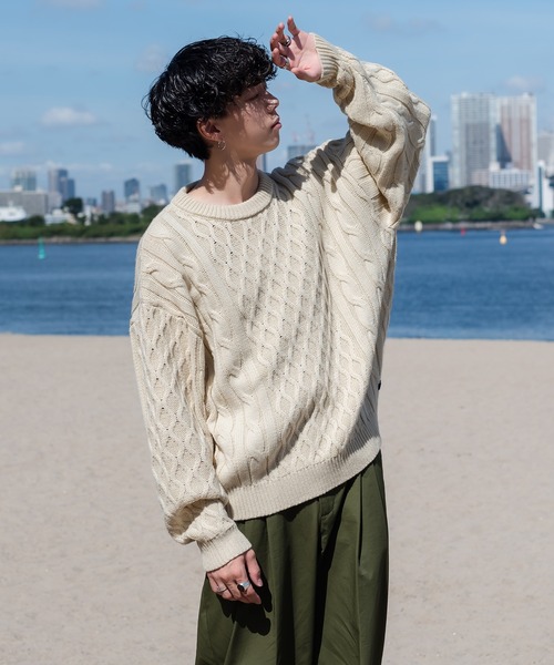 「ONCILY」 長袖ニット MEDIUM ネイビー メンズ_画像5