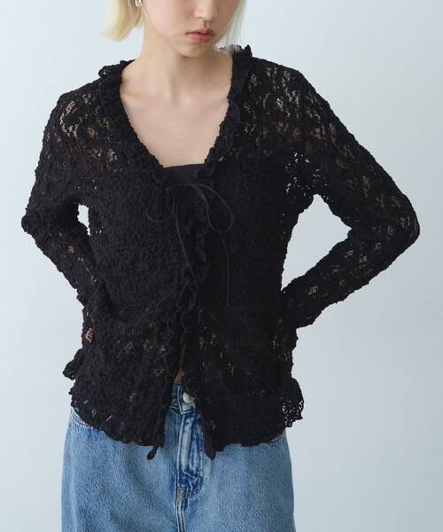 ブラウス シャツ 「Re」fluffy lace blouse レディースの画像