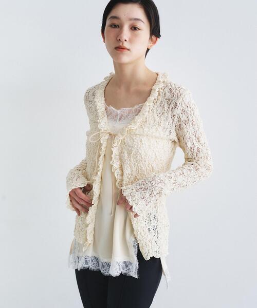 ブラウス シャツ 「Re」fluffy lace blouse レディースの画像