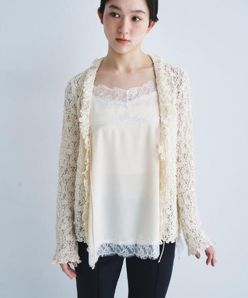 ブラウス シャツ 「Re」fluffy lace blouse レディースの画像