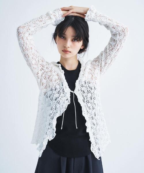 ブラウス シャツ 「Re」fluffy lace blouse レディースの画像