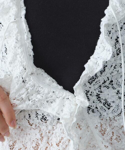 ブラウス シャツ 「Re」fluffy lace blouse レディースの画像