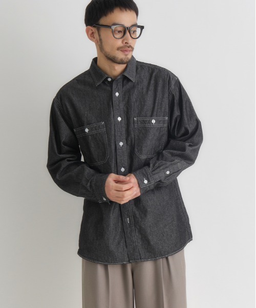 BACK NUMBER シャツ 「BACK NUMBER」デニム ロングスリーブ シャツ