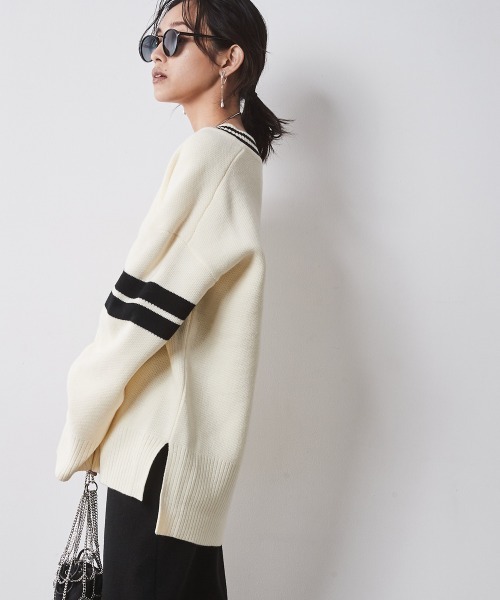 「CHIC STYLE」 長袖ニット LL ブラック レディース_画像5