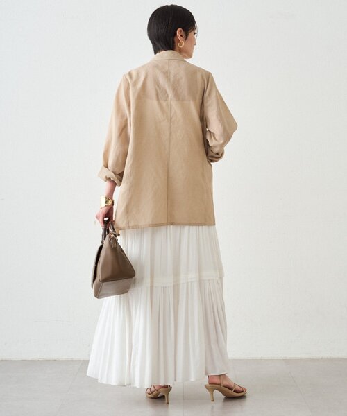 ラウンジドレス　リネンライクシアージャケット　ベージュ Loungedress（ラウンジドレス） ジャケット テーラードジャケット
