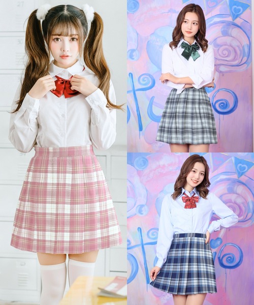 スカート 「制服コスプレ」チェック柄プリーツスカート 単品