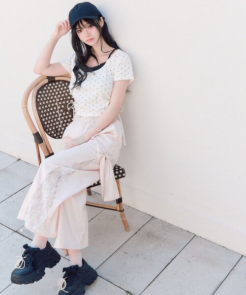 OLIVE des OLIVE（オリーブデオリーブ） tシャツ レイヤード風ドロスト