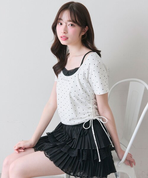 OLIVE des OLIVE（オリーブデオリーブ） tシャツ レイヤード風ドロスト