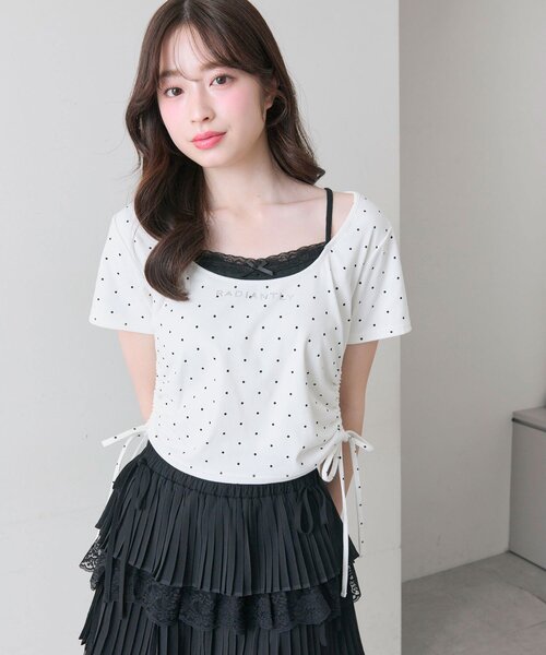 OLIVE des OLIVE（オリーブデオリーブ） tシャツ レイヤード風ドロスト