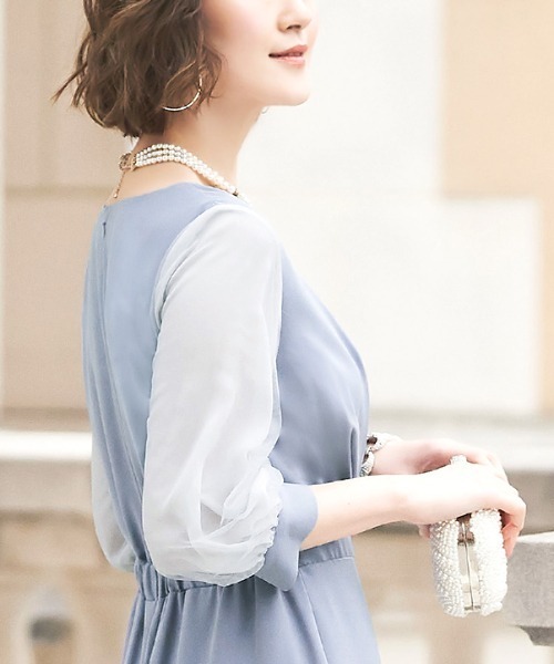 「RUIRUE BOUTIQUE」 7分袖ワンピース M ブラック レディースの画像