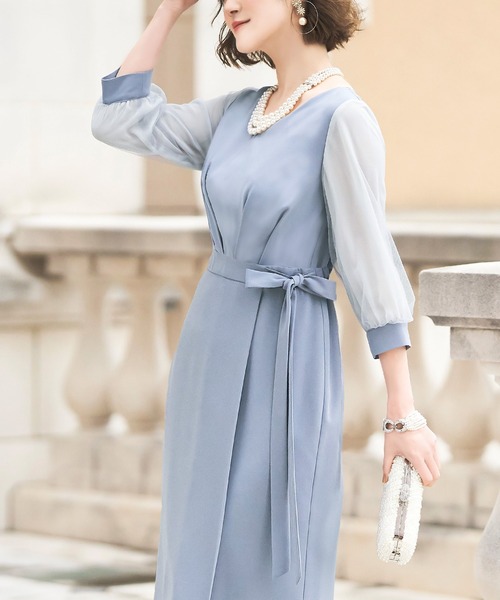 「RUIRUE BOUTIQUE」 7分袖ワンピース M ブラック レディースの画像