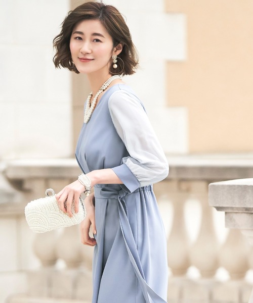 「RUIRUE BOUTIQUE」 7分袖ワンピース M ブラック レディースの画像
