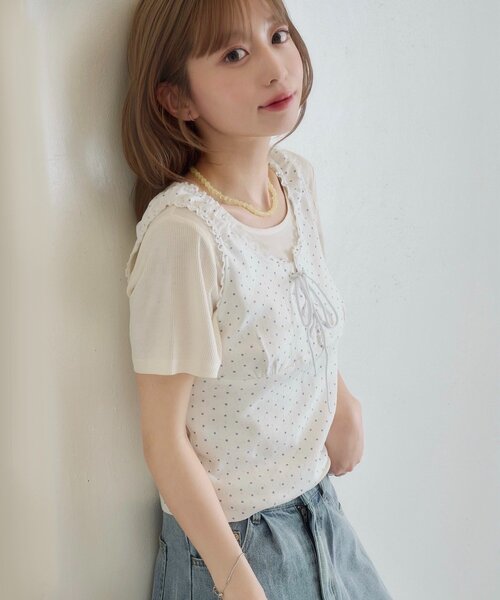 tシャツ ドットタンクレイヤードTee レディースの画像
