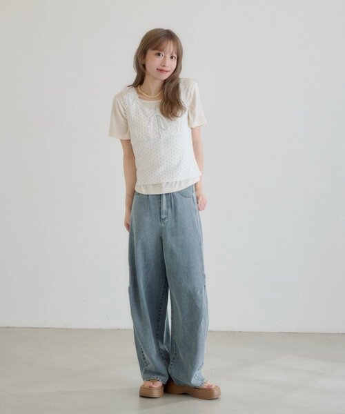 tシャツ ドットタンクレイヤードTee レディースの画像