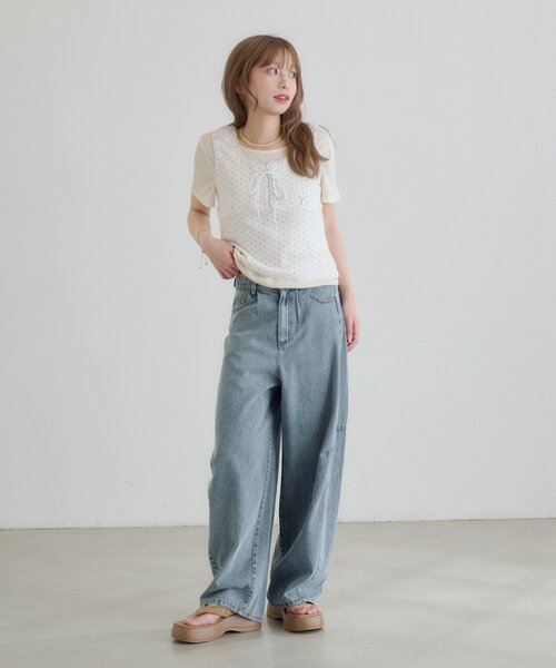 tシャツ ドットタンクレイヤードTee レディースの画像
