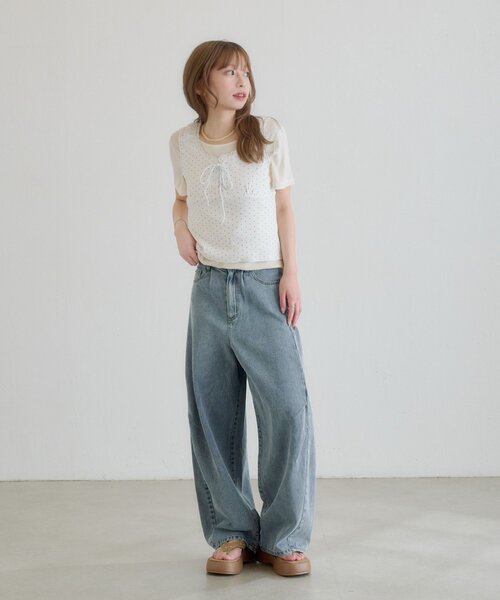 tシャツ ドットタンクレイヤードTee レディースの画像