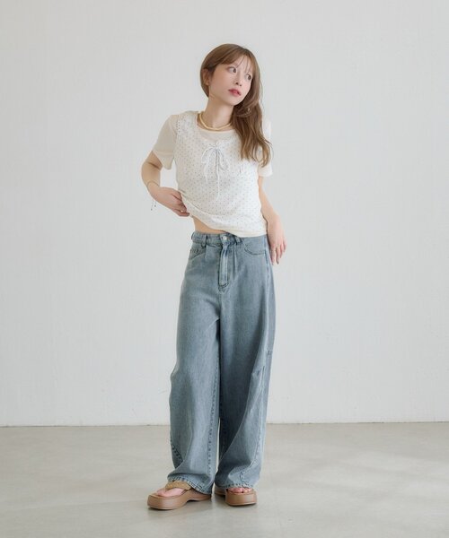 tシャツ ドットタンクレイヤードTee レディースの画像