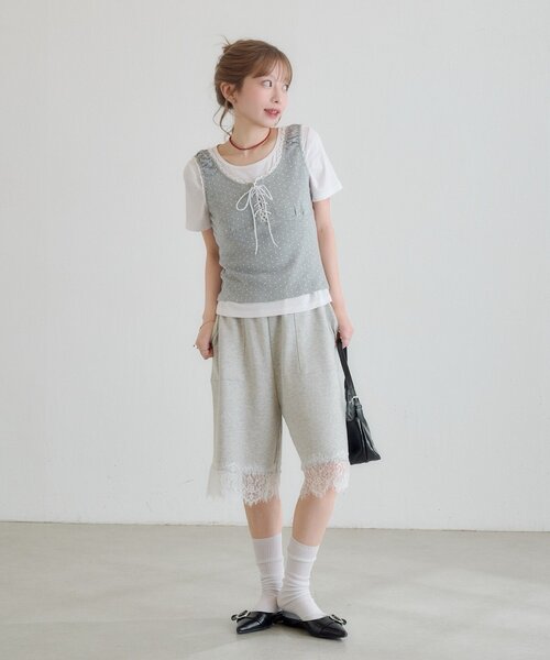 tシャツ ドットタンクレイヤードTee レディースの画像