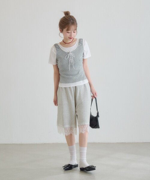 tシャツ ドットタンクレイヤードTee レディースの画像