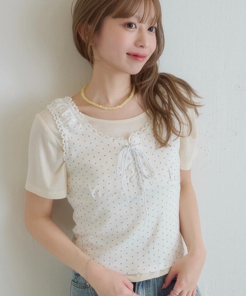tシャツ ドットタンクレイヤードTee レディースの画像