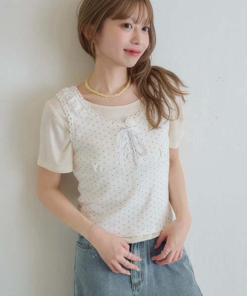 tシャツ ドットタンクレイヤードTee レディースの画像
