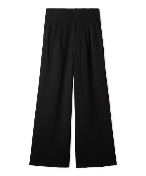 ワイドパンツ パンツ ハイウエストカットソーワイドパンツ／ウォッシャブル レディースの画像