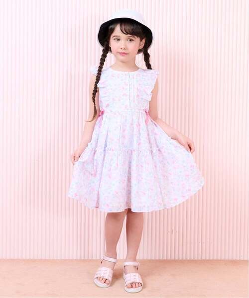 【新品】mezzo piano junior 花柄 ワンピース 140 ドレス mezzo piano ワンピース 水彩花柄ワンピース キッズ 子供服 女の子