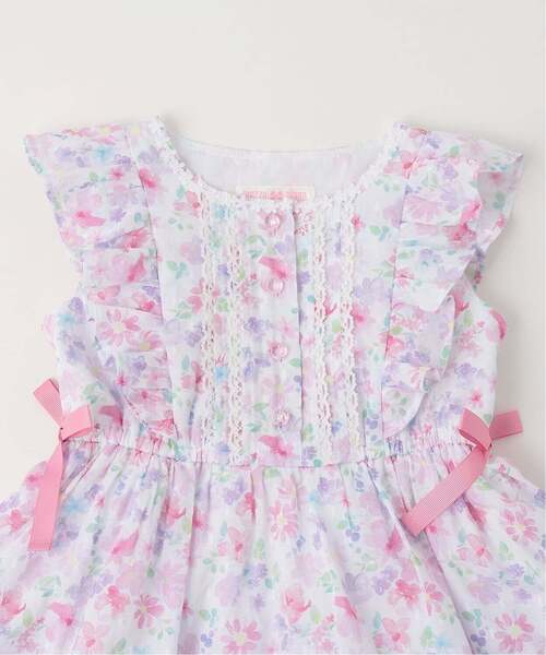 mezzo piano ワンピース 水彩花柄ワンピース キッズ 子供服 女の子