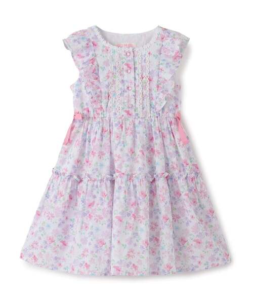 mezzo piano ワンピース 水彩花柄ワンピース キッズ 子供服 女の子