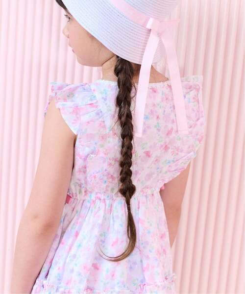 mezzo piano ワンピース 水彩花柄ワンピース キッズ 子供服 女の子