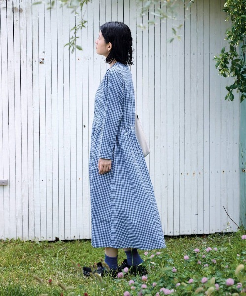 「Sunny clouds」 長袖ワンピース 3L ブルー レディース_画像6