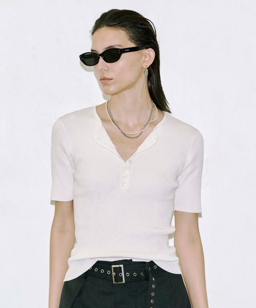 JOSE MOON ハーフスリーブリブニット JOSE MOON（ジョゼムーン） ニット セーター HALF SLEEVE RIB KNIT