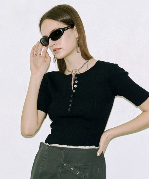 JOSE MOON（ジョゼムーン） ニット セーター HALF SLEEVE RIB KNIT
