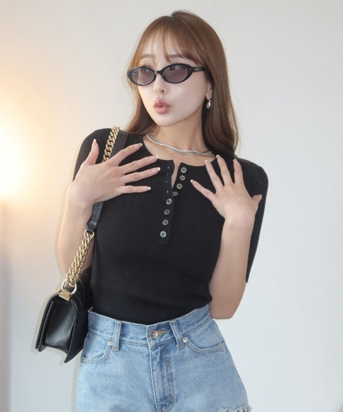 JOSE MOON（ジョゼムーン） ニット セーター HALF SLEEVE RIB KNIT