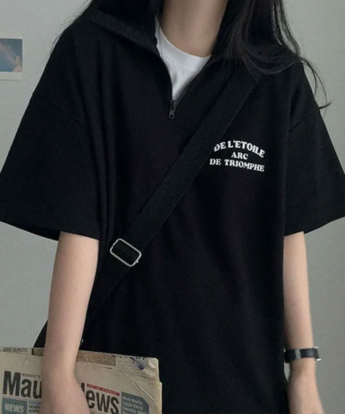 CLUBHAUS × TANGRAM 半袖ハーフジップ プルオーバー L tシャツ 半袖 ハーフジップ プルオーバー 半袖トップス レディース