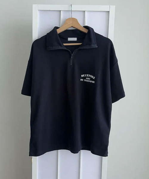 tシャツ 半袖 ハーフジップ プルオーバー 半袖トップス レディース