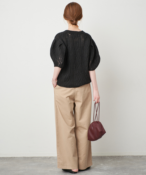 SLOBE IENA（スローブイエナ） ニット セーター 柄編みハーフスリーブ