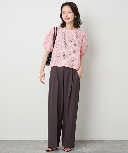SLOBE IENA（スローブイエナ） ニット セーター 柄編みハーフスリーブ