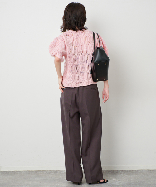 SLOBE IENA（スローブイエナ） ニット セーター 柄編みハーフスリーブ
