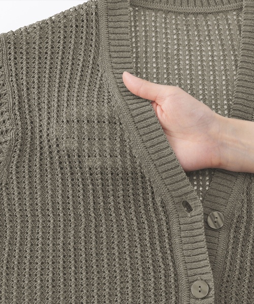 「無印良品」 ニットカーディガン X-LARGE チャコールグレー レディース_画像9