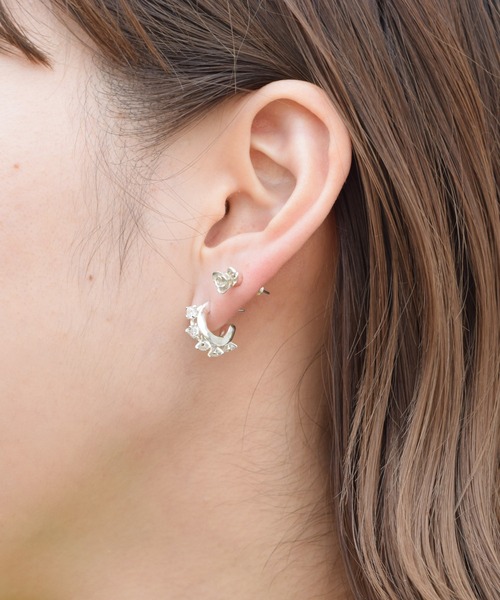 e.m. イーエム　ジルコニア　フープピアス e.m. ピアス ジルコニアフープピアス レディース : ZOZOTOWN