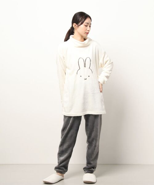 ルームウェア パジャマ 「Miffy」ふわもこミッフィー刺繍ハイネック