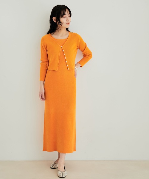 サロンアダムエロぺ　CreamyCotton ワンピース　ロングワンピース　美品 SALON adam et rope' ワンピース 「極上の肌ざわり」リブロング