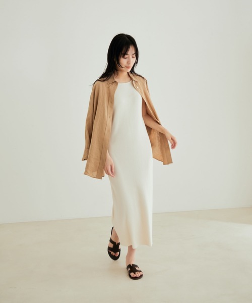 サロンアダムエロぺ　CreamyCotton ワンピース　ロングワンピース　美品 SALON adam et rope' ワンピース 「極上の肌ざわり」リブロング