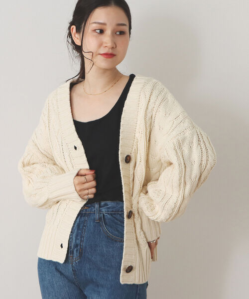 カーディガン BEAMS HEART / ケーブル ショート カーディガン レディース BEAMS HEART カーディガン / ケーブル ショート レディース