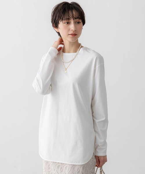 tシャツ 「大好評素材/洗える」コットンベアジャージー ロング Tシャツ レディース